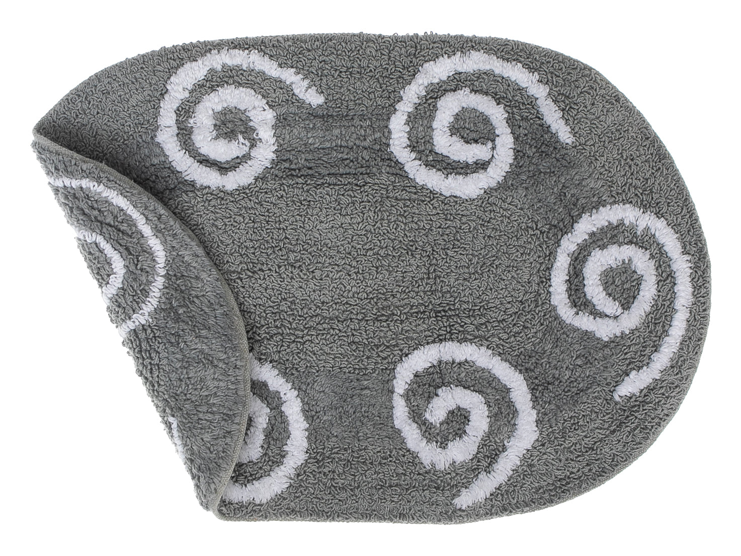 Reversible Cotton Swirly Oval Bath Mat (16 X 24) (Gray) - Set of 2
