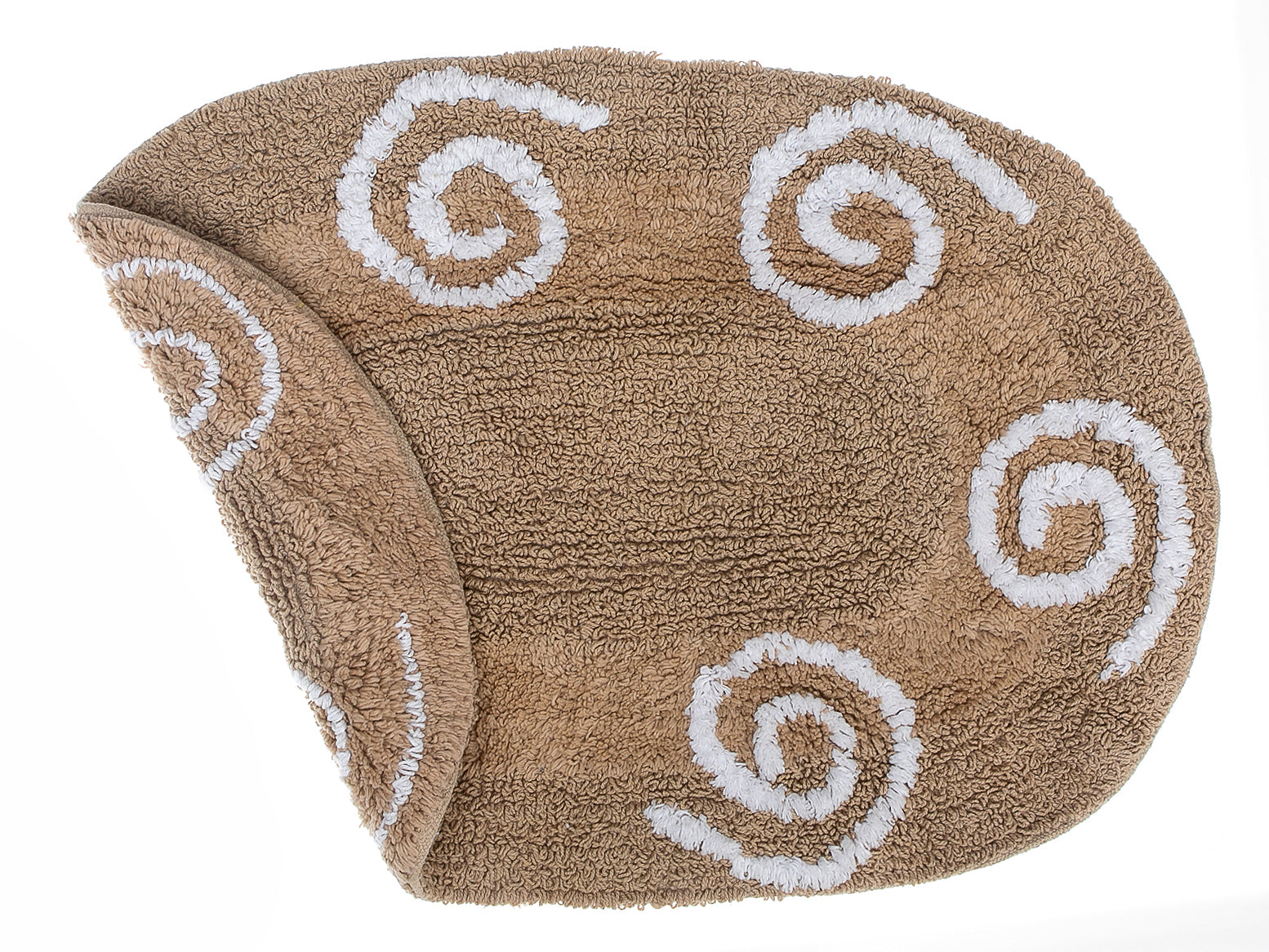 Reversible Cotton Swirly Oval Bath Mat (16 X 24) (Taupe) - Set of 2