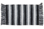 Microfibre Striped Bath Mat With Fringe Black 20x32 Inch, Bathroom Rug, Home Decor