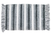 Microfibre Striped Bath Mat With Fringe Gray 20x32 Inch, Bathroom Rug, Home Decor