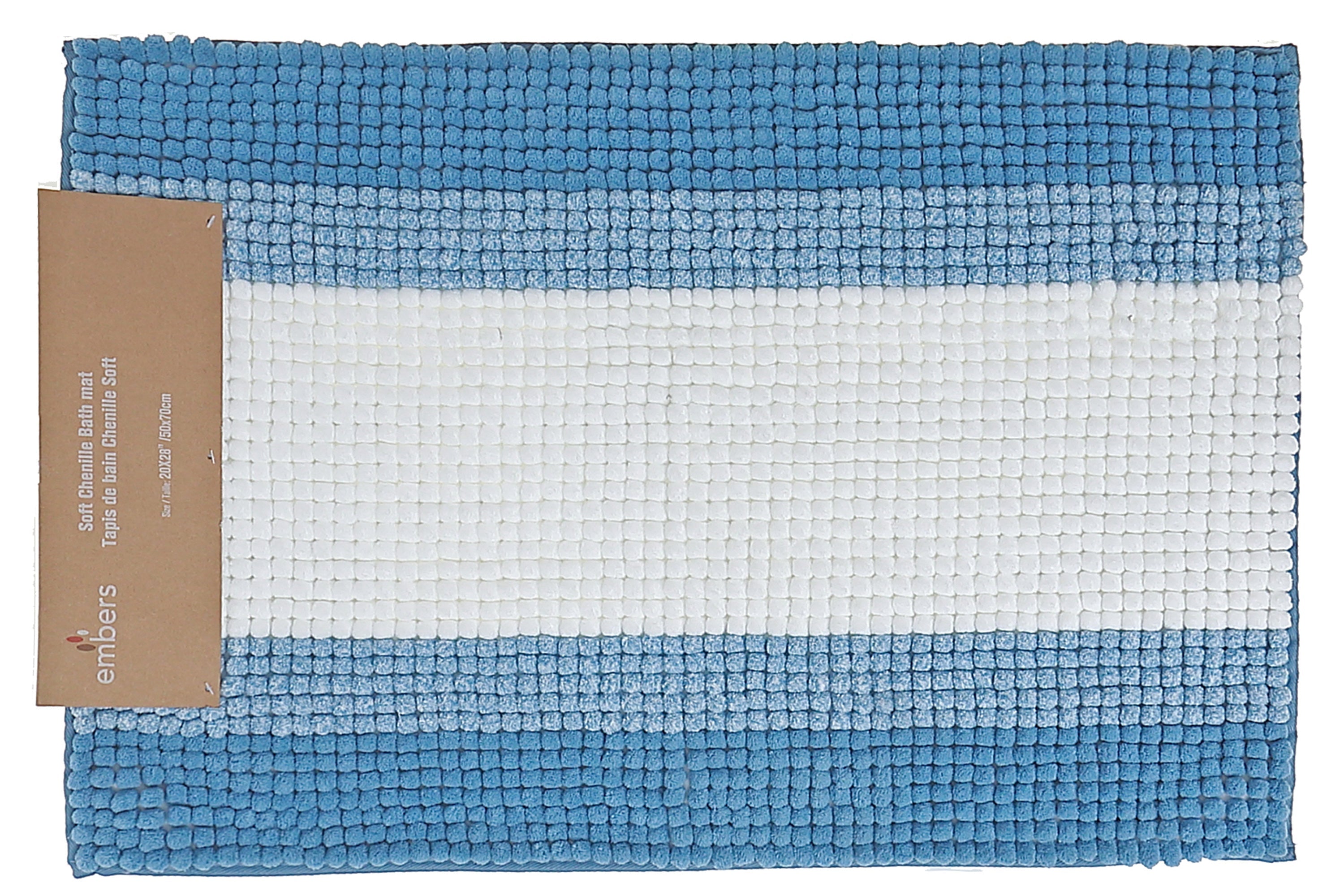 Stripe Chenille Bath Mat 20 X 28 Inch, Bathroom Rug, Soft Absorbent Floor Mat