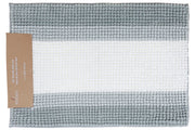 Stripe Grey Chenille Bath Mat 20 X 28 Inch, Bathroom Rug, Soft Absorbent Floor Mat