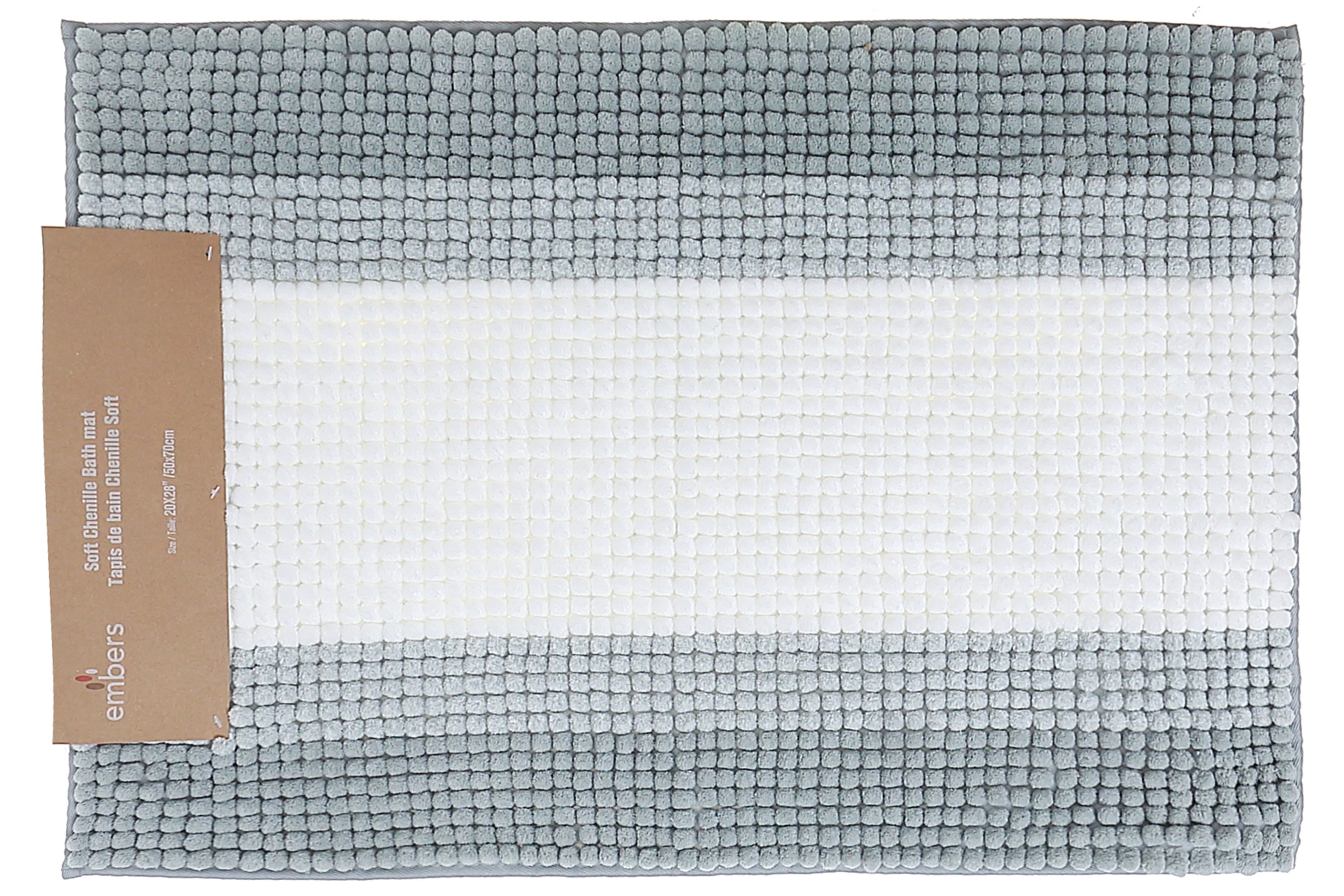 Stripe Chenille Bath Mat 20 X 28 Inch, Bathroom Rug, Soft Absorbent Floor Mat