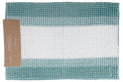 Stripe Turqoise Chenille Bath Mat 20 X 28 Inch, Bathroom Rug, Soft Absorbent Floor Mat