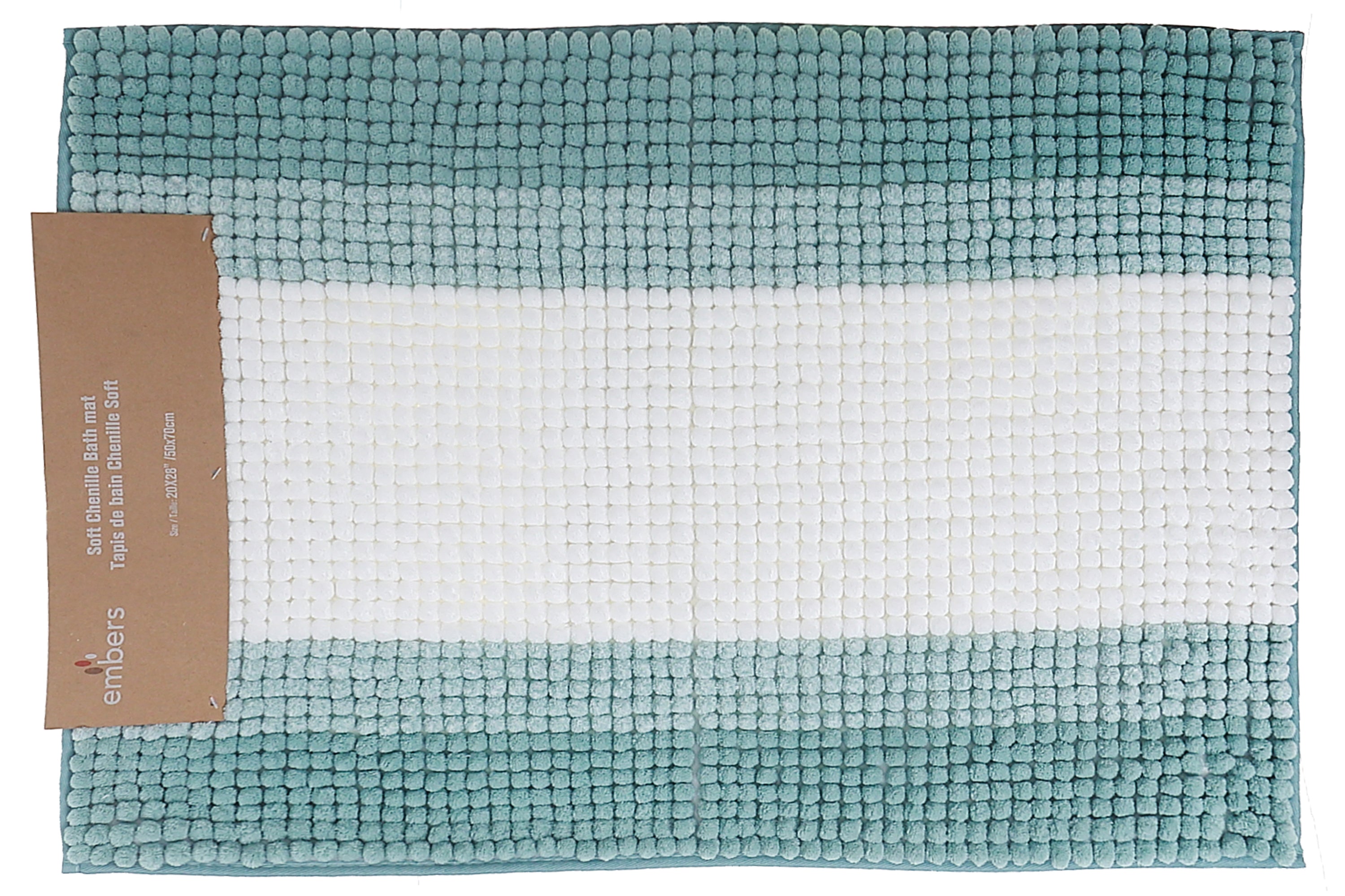 Stripe Chenille Bath Mat 20 X 28 Inch, Bathroom Rug, Soft Absorbent Floor Mat