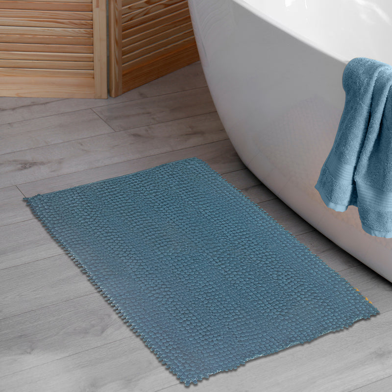 Solid Cheniile Bath Mat 20"X32" Blue
