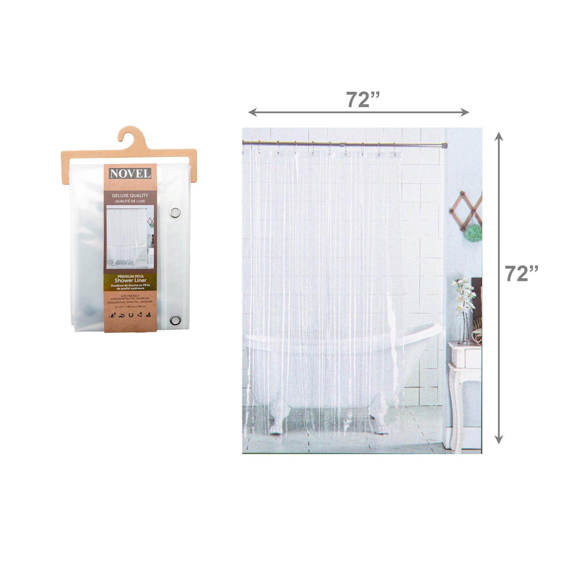 Premium Clear PEVA Shower Liner 72"x72"