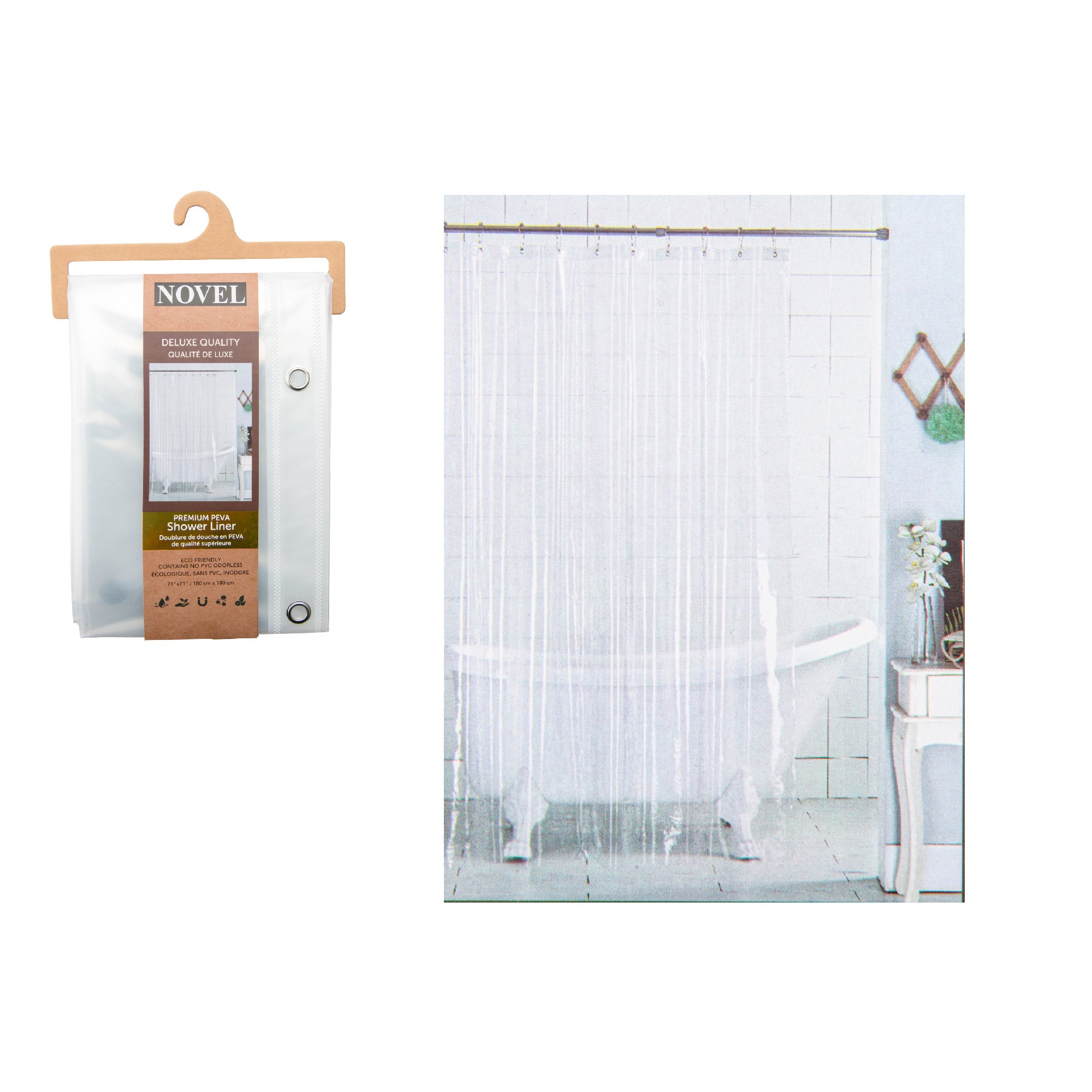 Premium Clear PEVA Shower Liner 72"x72"