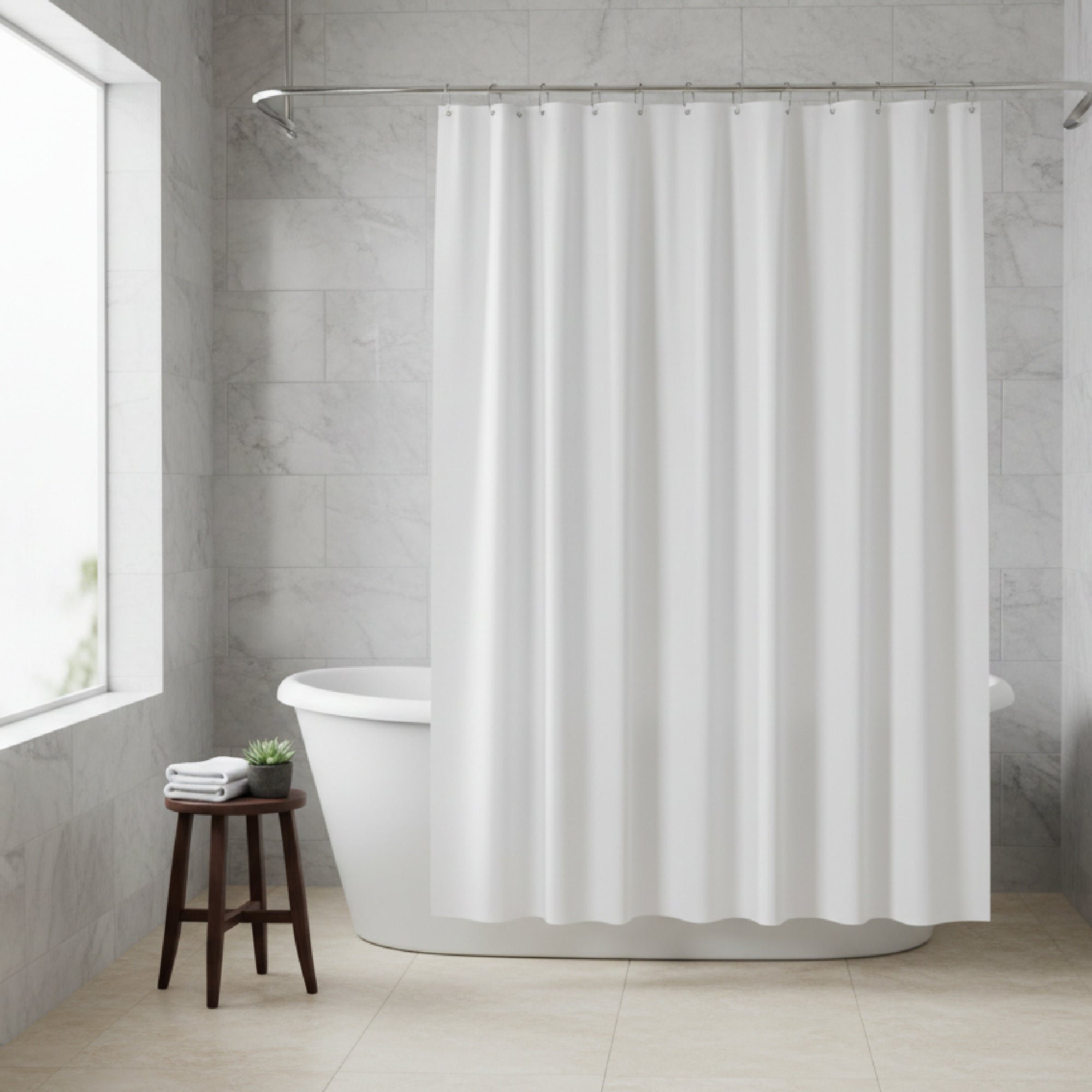 Premium White PEVA Shower Liner 72"x72"