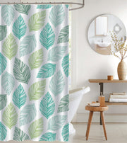 PEVA Shower Curtain Leaflet With 12 Polyresin Hooks, Bathroom Decor, Waterproof