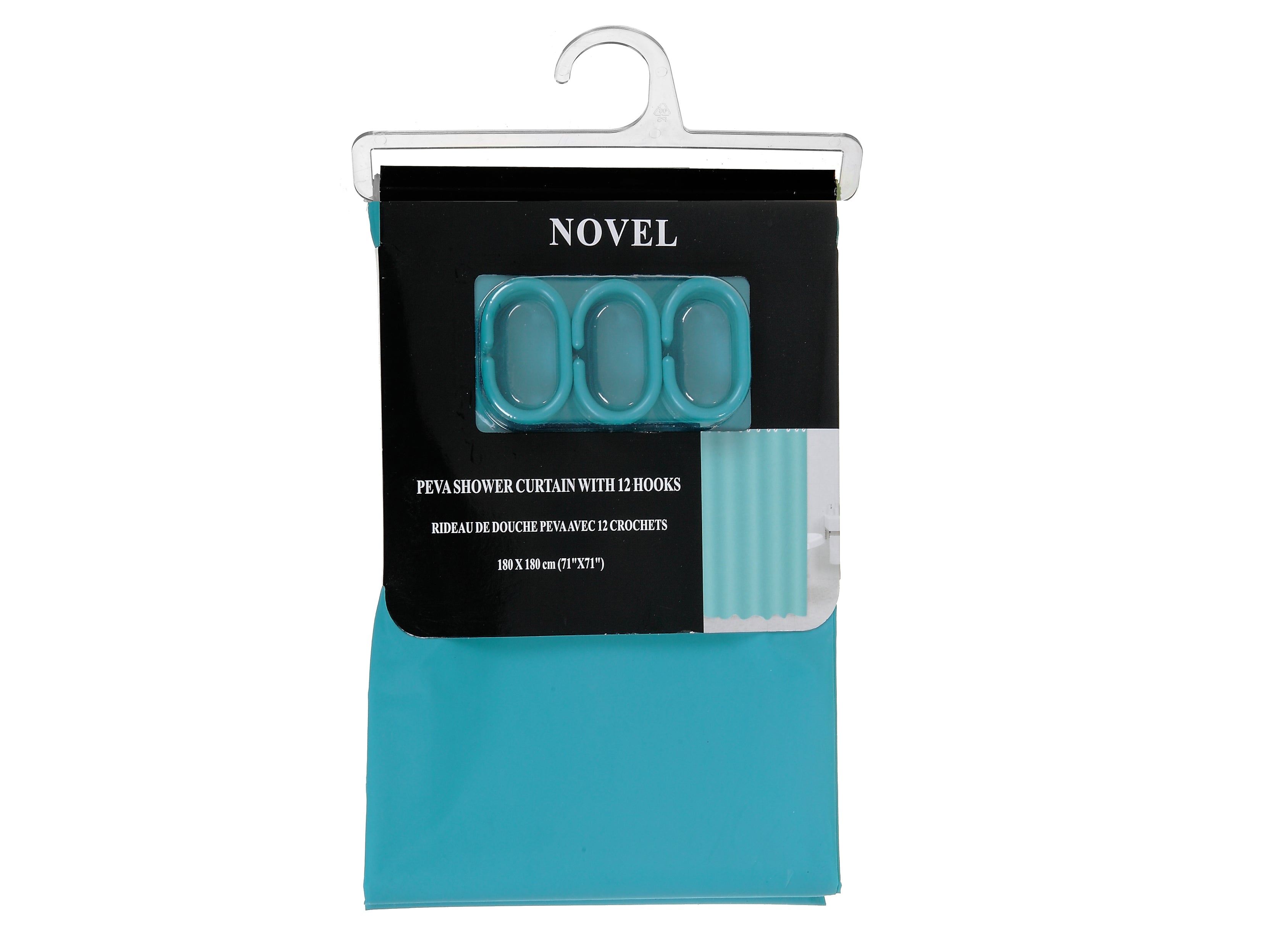 Peva Shower Curtain With 12 C Hooks (71X71) (Blue)