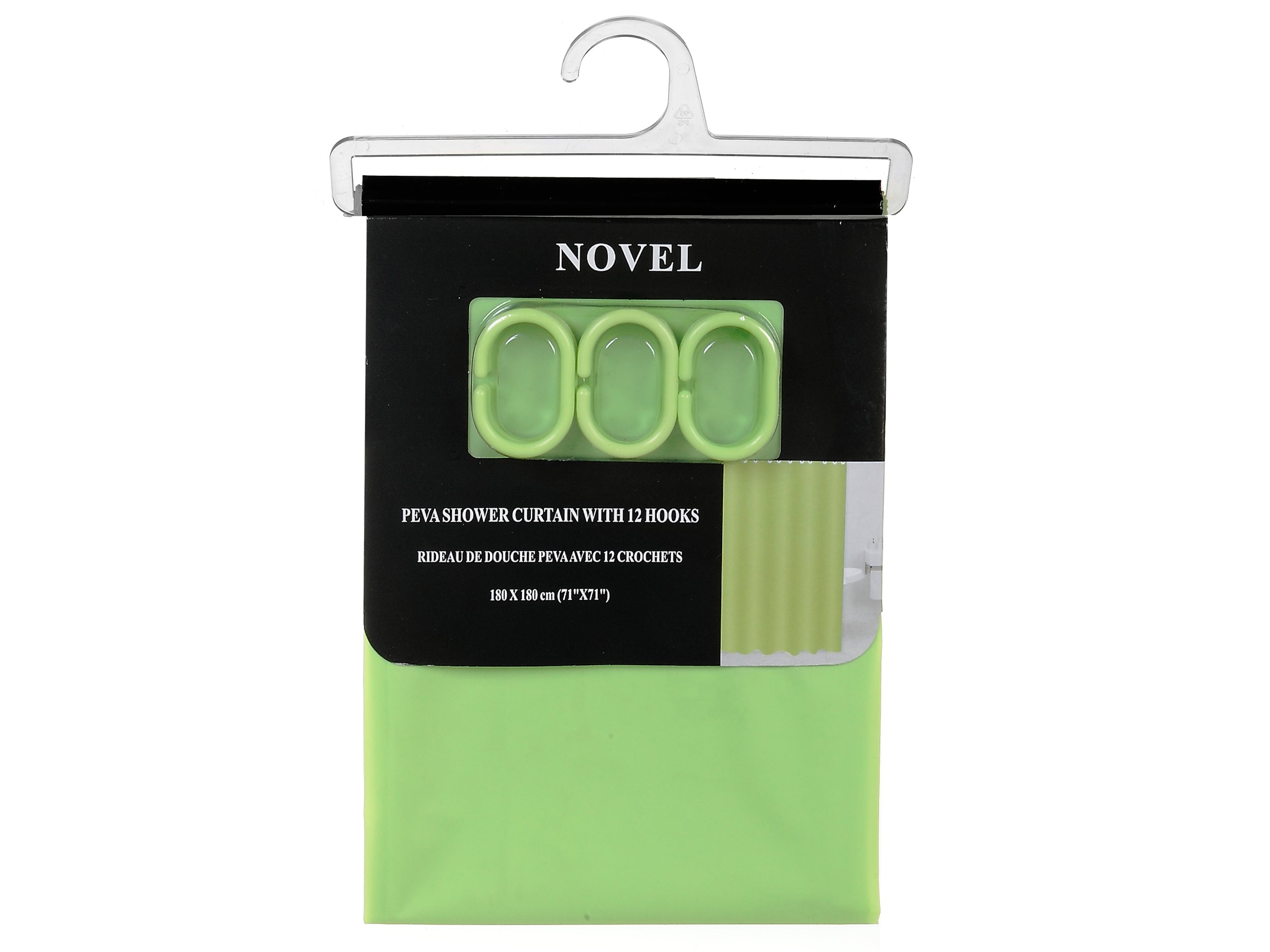 Peva Shower Curtain With 12 C Hooks (71X71) (Green)
