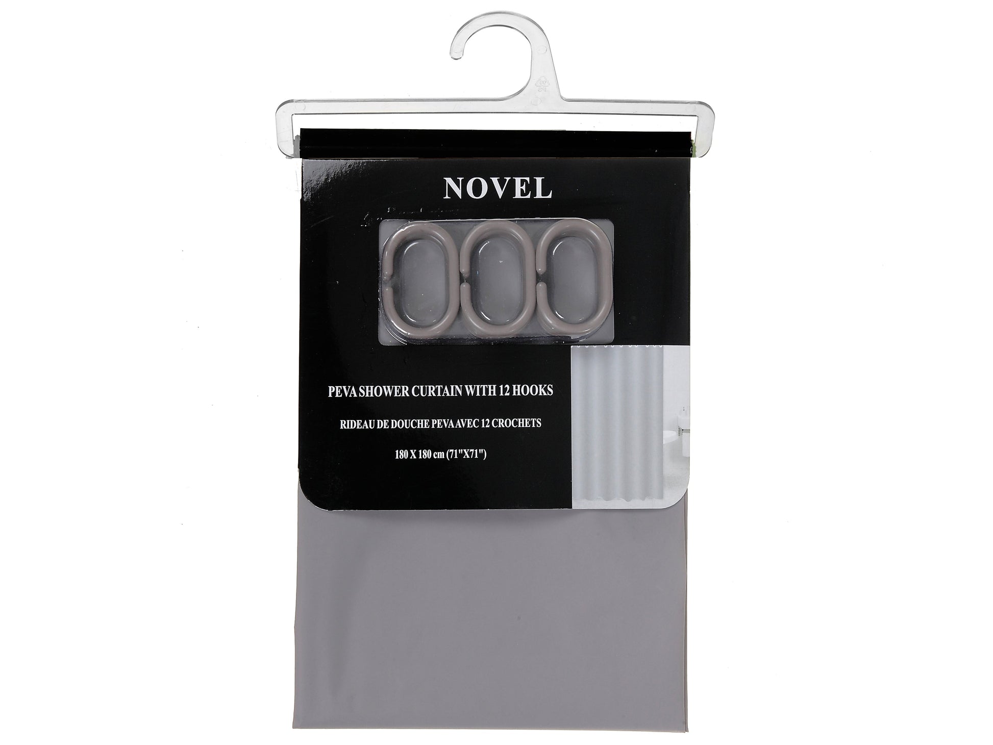 Peva Shower Curtain With 12 C Hooks (71X71) (Gray)