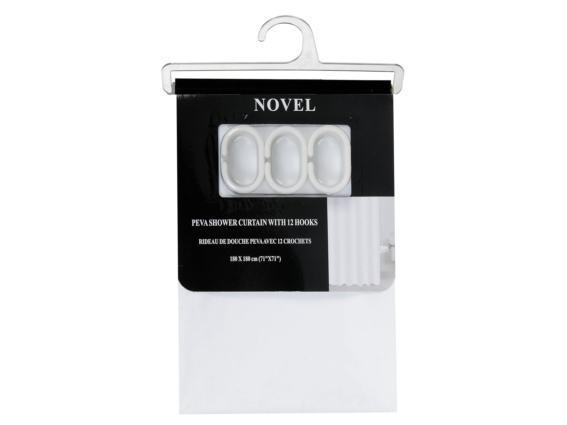 Peva Shower Curtain With 12 C Hooks (71X71) (White)