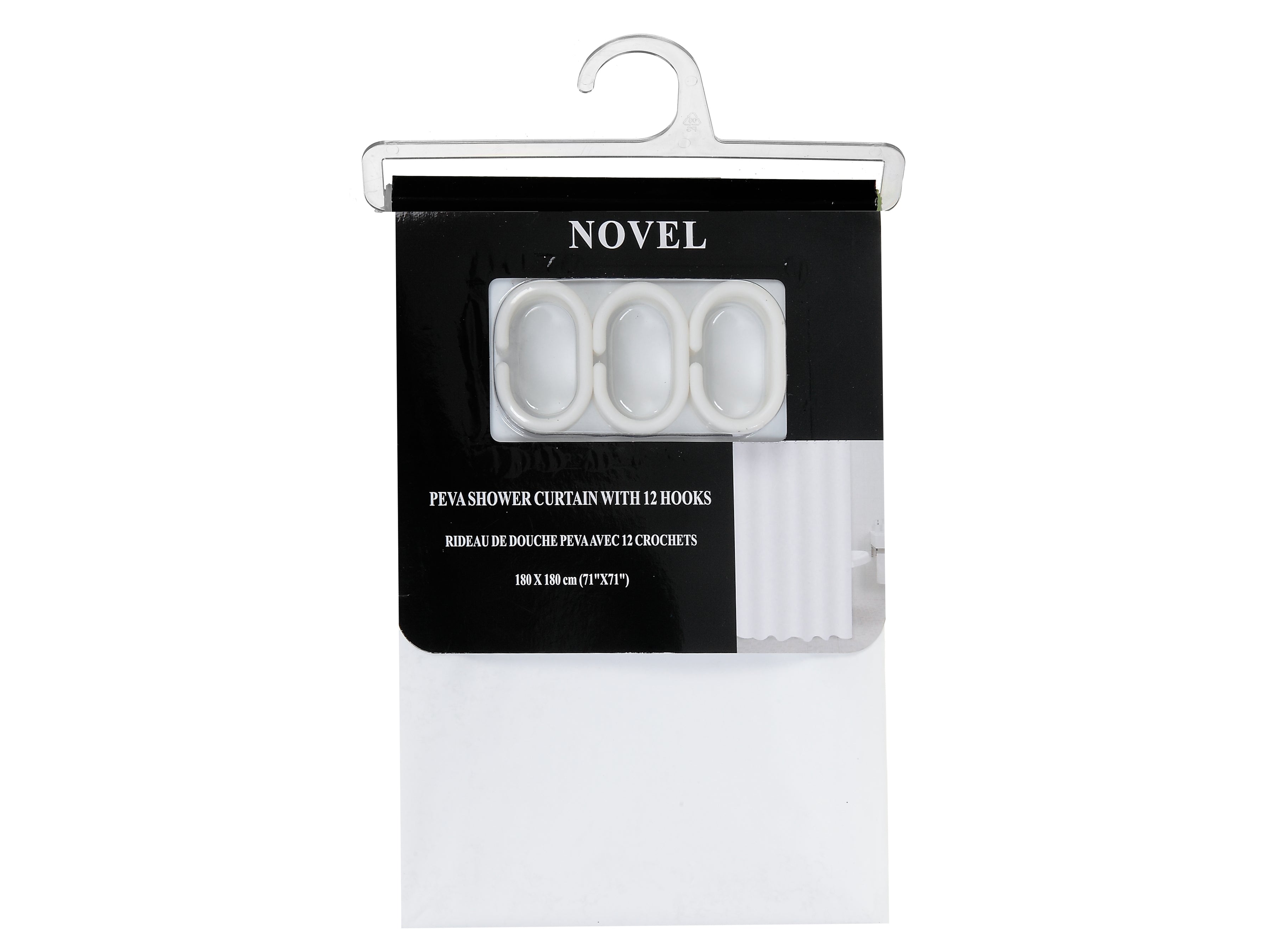 Peva Shower Curtain With 12 C Hooks (71X71) (White)