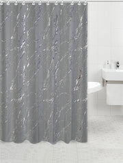 Polyester Silver Foil Marble Printed Shower Curtain (Gray)