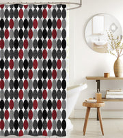 Printed Canvas Shower Curtain With Roller Hooks (Solid Ovals)