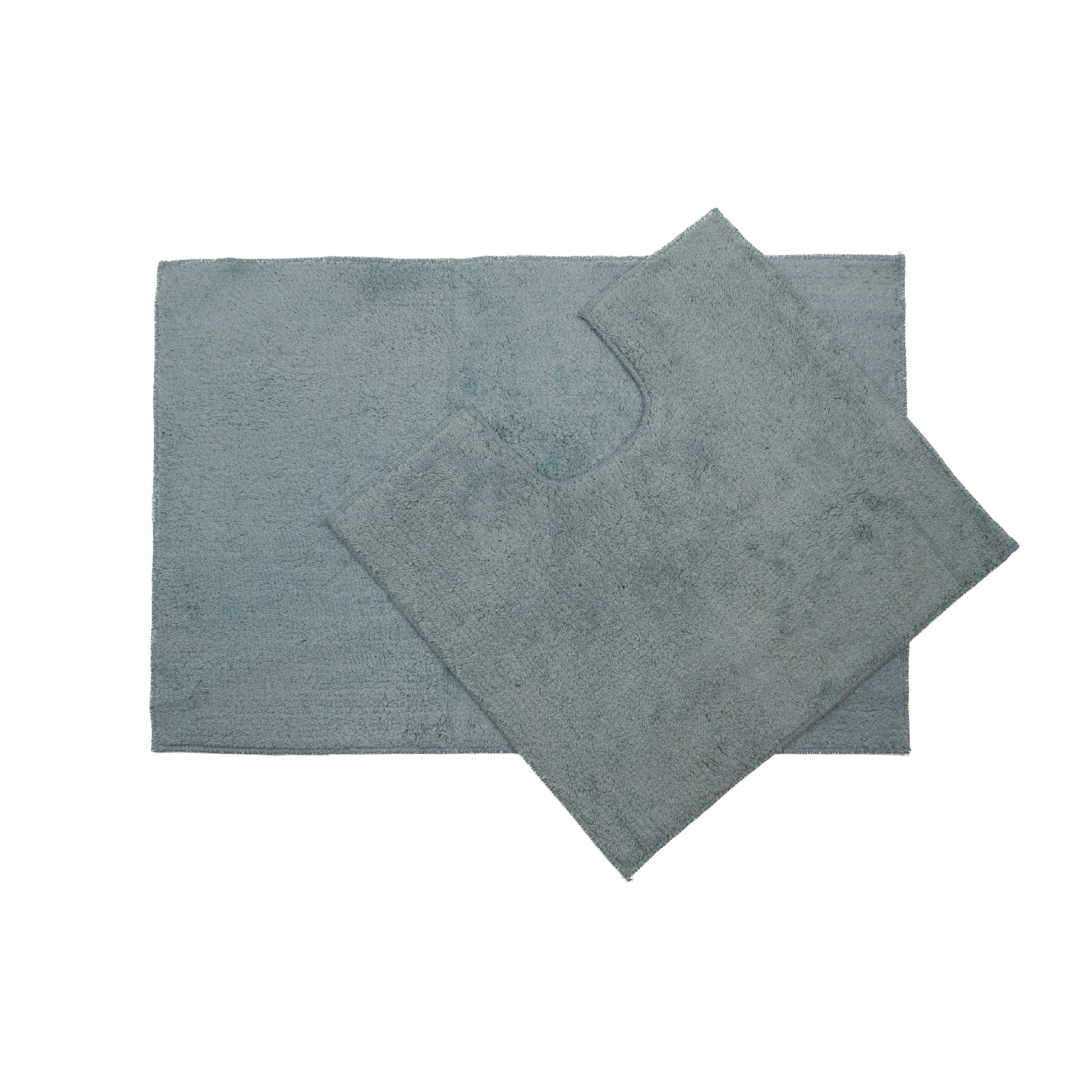 2-Piece Cotton Bath Mat Set with Rubber Backing in Blue