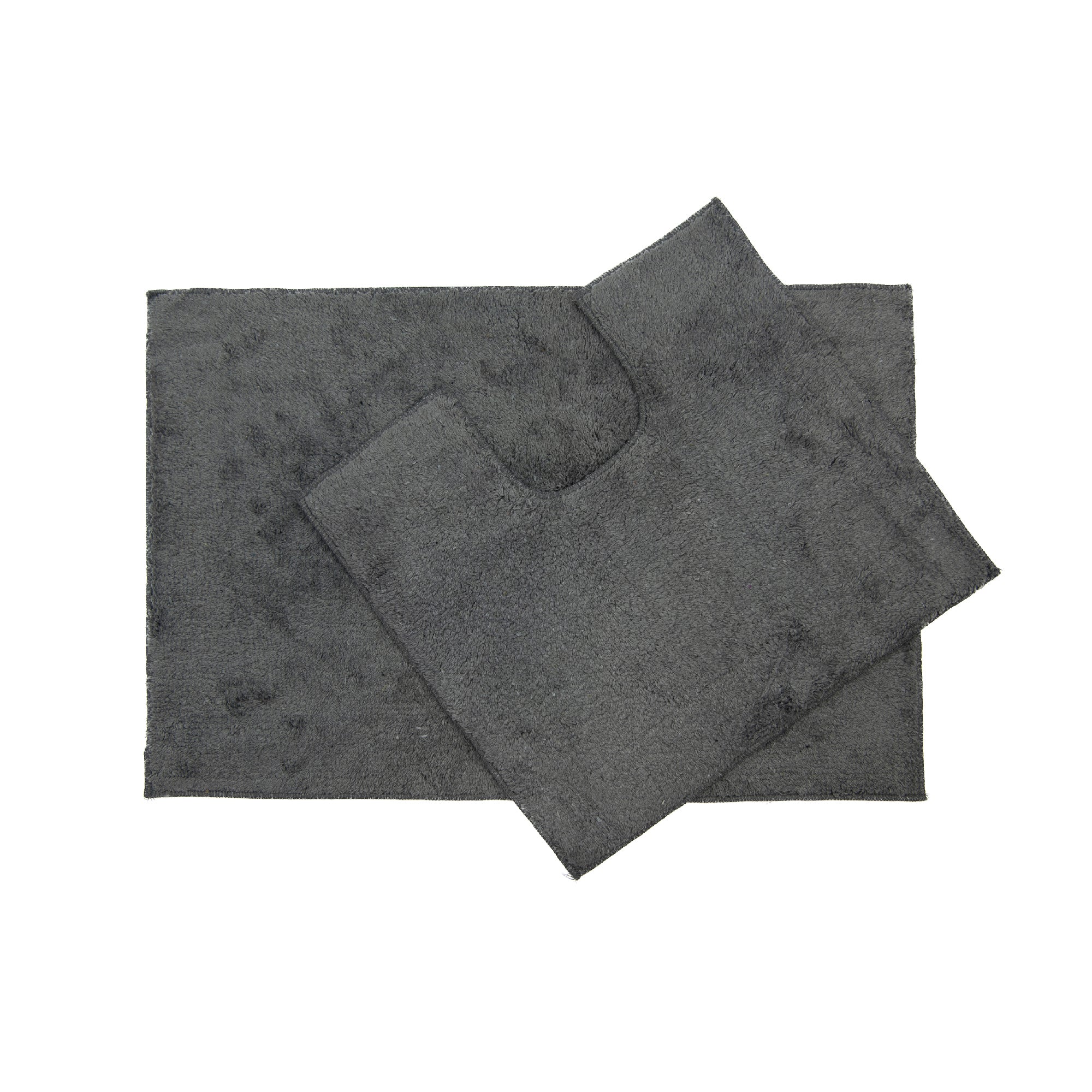 2-Piece Cotton Bath Mat Set with Rubber Backing in Grey
