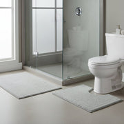 2-Piece Cotton Bath Mat Set with Rubber Backing in Silver