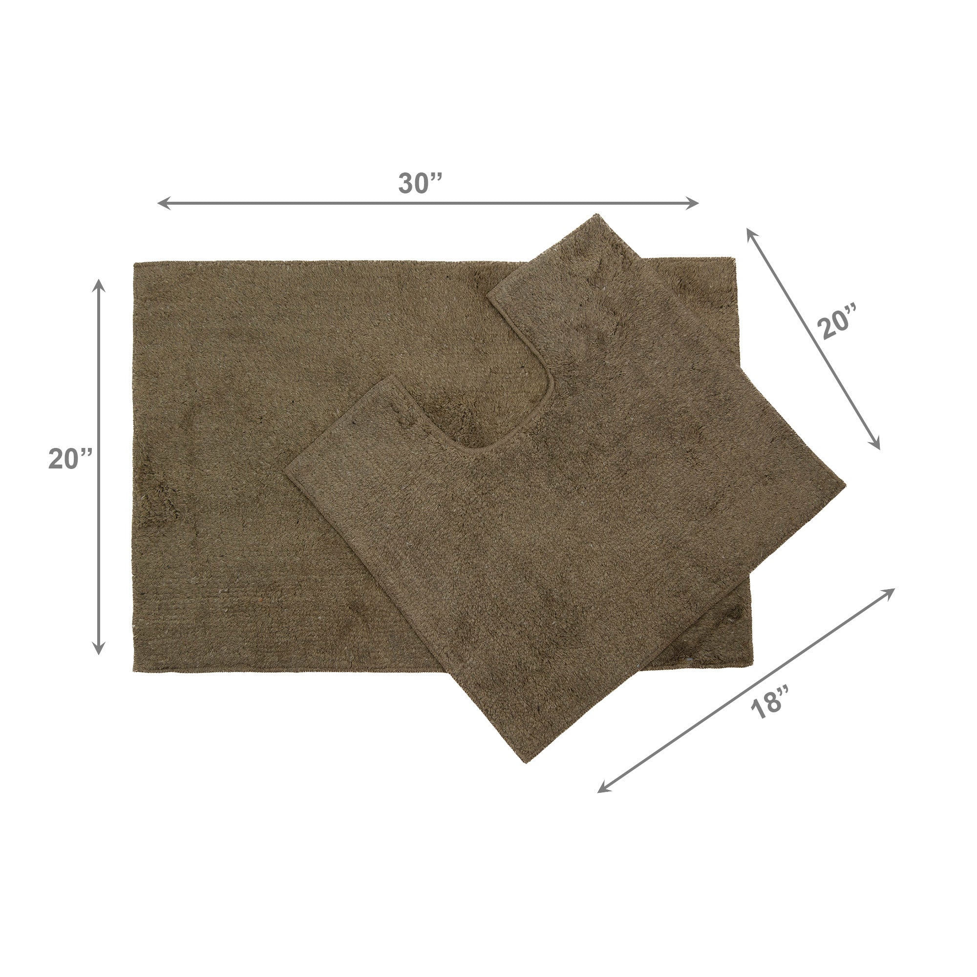 2-Piece Cotton Bath Mat Set with Rubber Backing in Taupe