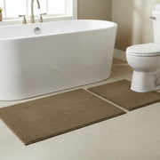 2-Piece Cotton Bath Mat Set with Rubber Backing in Taupe