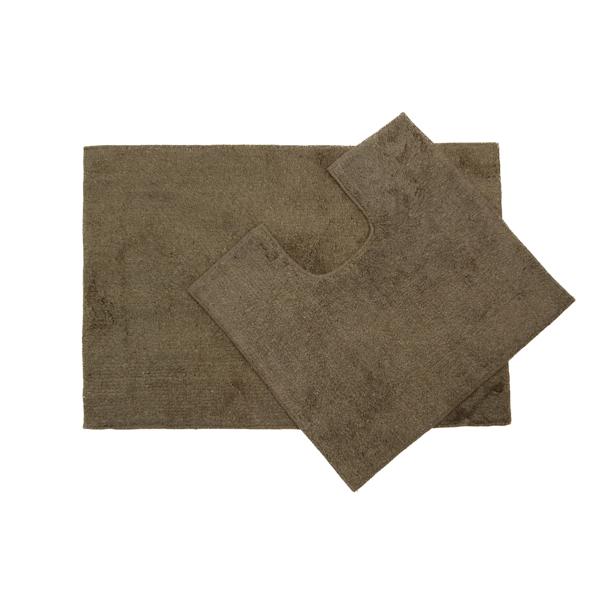 2-Piece Cotton Bath Mat Set with Rubber Backing in Taupe