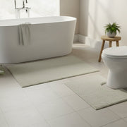 2-Piece Cotton Bath Mat Set with Rubber Backing in White