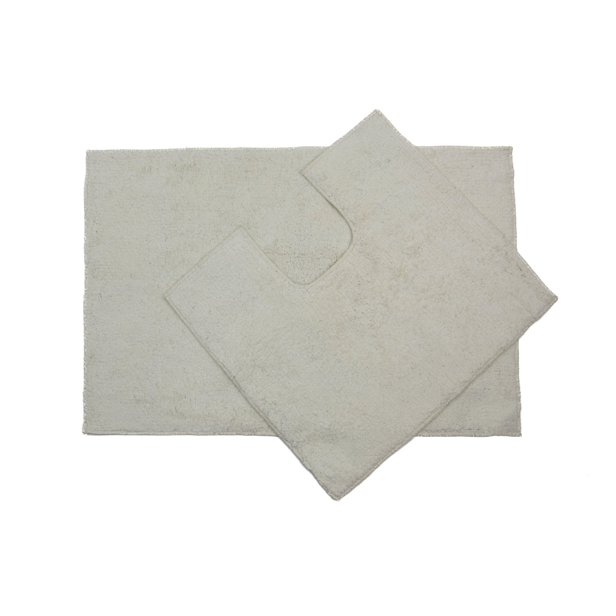 2-Piece Cotton Bath Mat Set with Rubber Backing in White