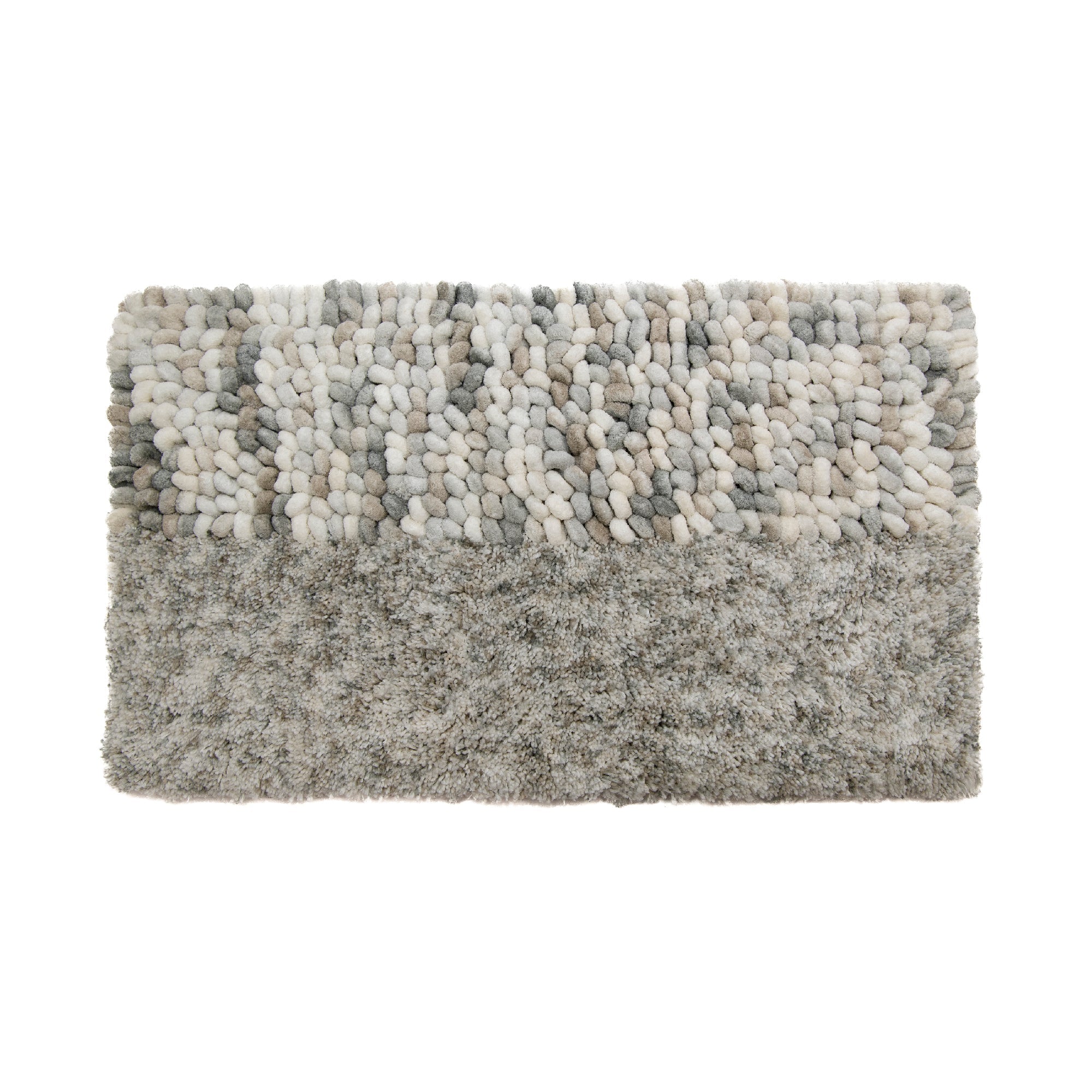 Tonal Beige Poly-Cotton Handwoven Bath Mat