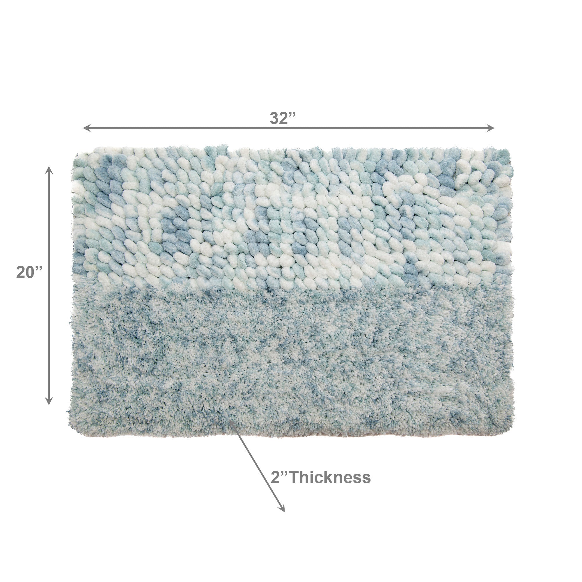 Tonal Blue Poly-Cotton Handwoven Bath Mat