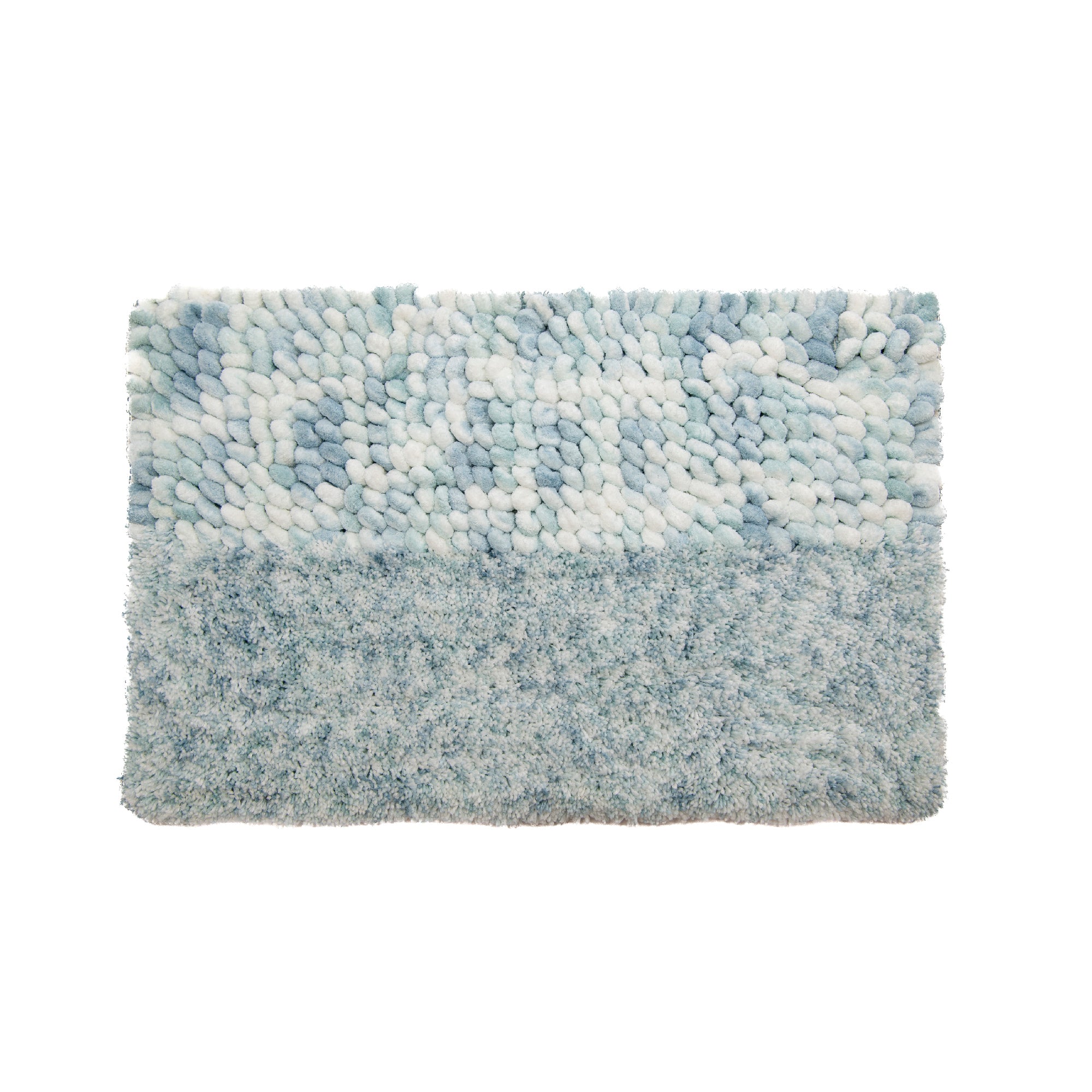 Tonal Blue Poly-Cotton Handwoven Bath Mat