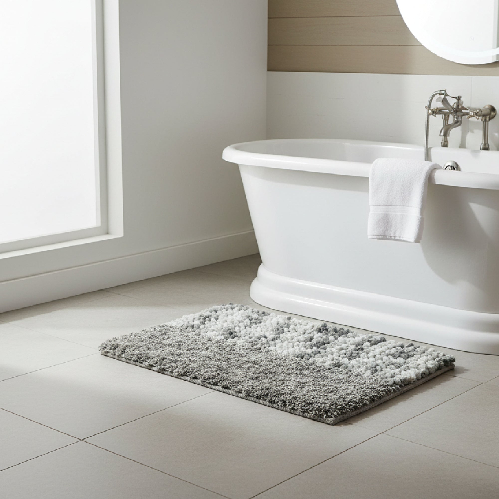 Tonal Grey Poly-Cotton Handwoven Bath Mat
