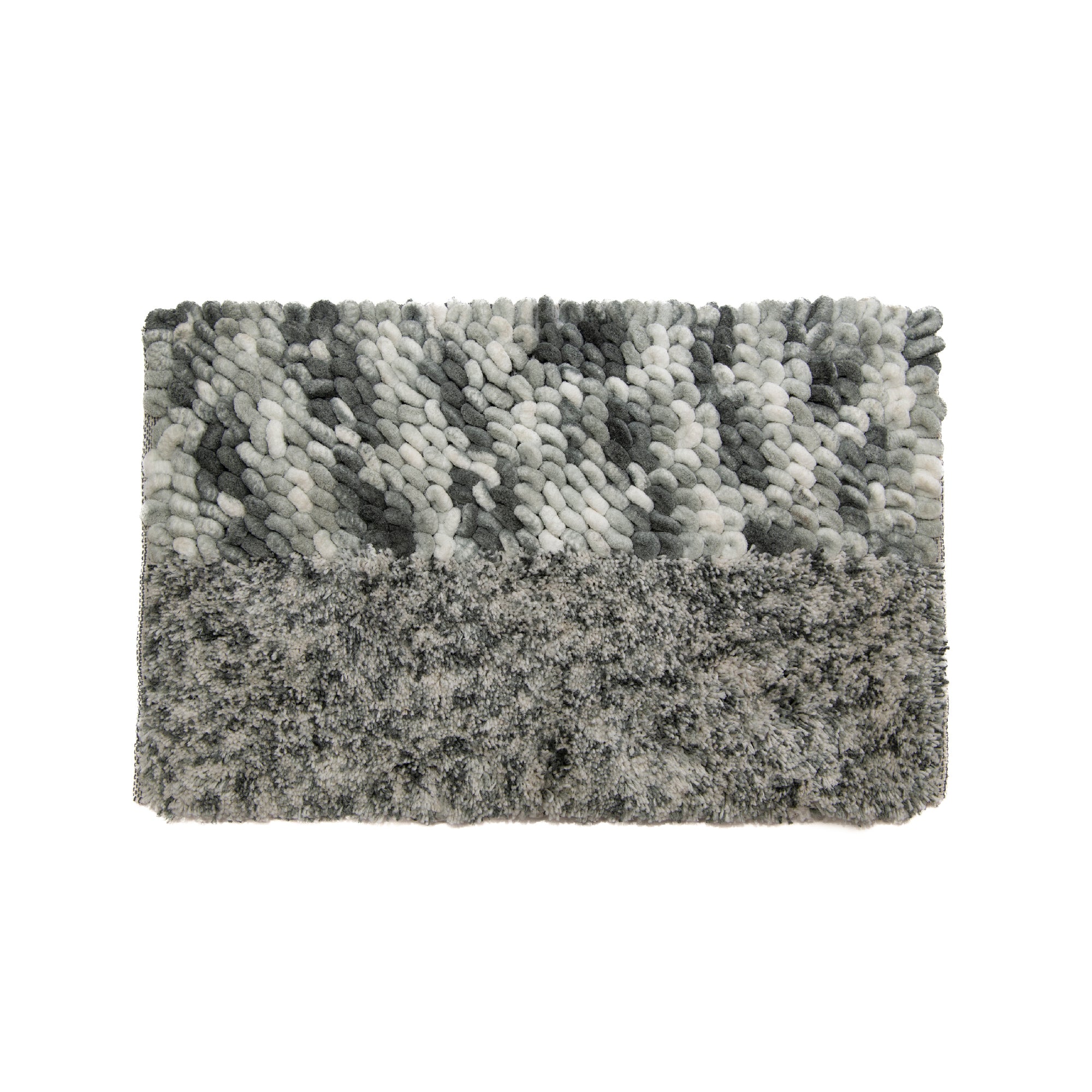 Tonal Grey Poly-Cotton Handwoven Bath Mat