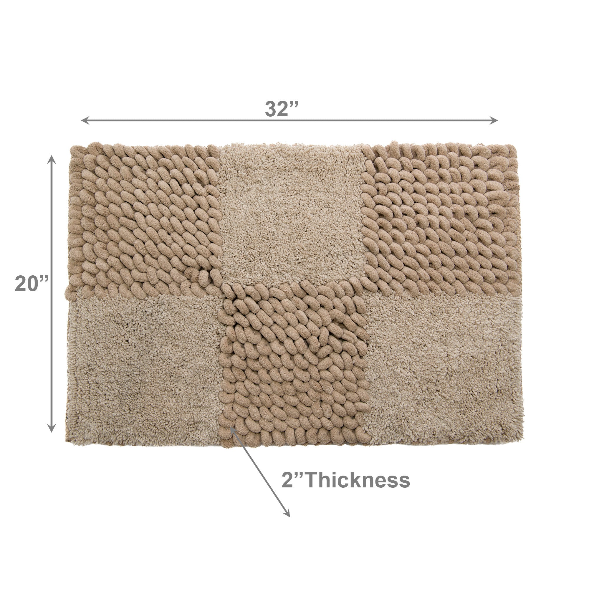 Checkered Beige Poly-Cotton Handwoven Bath Mat