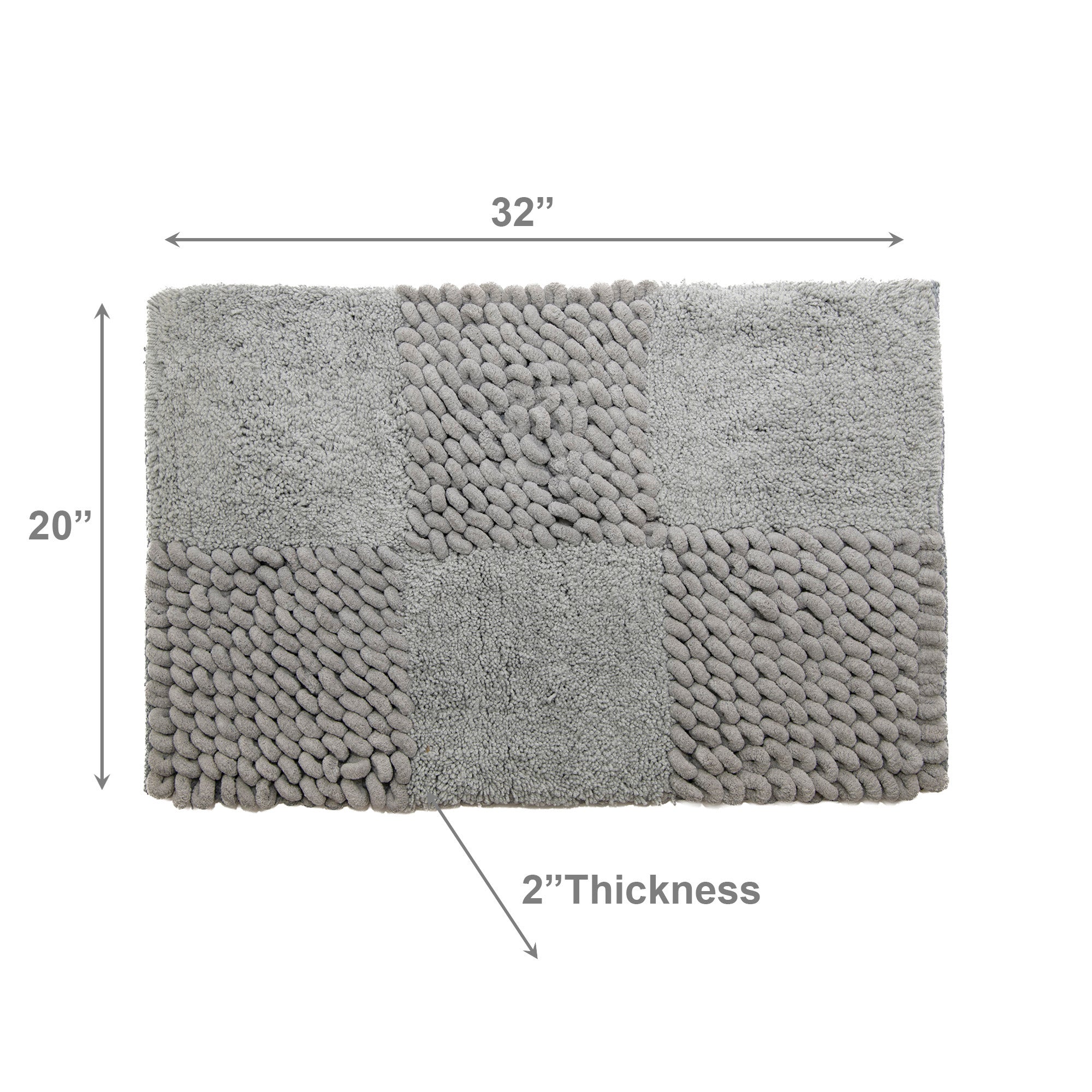 Checkered Grey Poly-Cotton Handwoven Bath Mat
