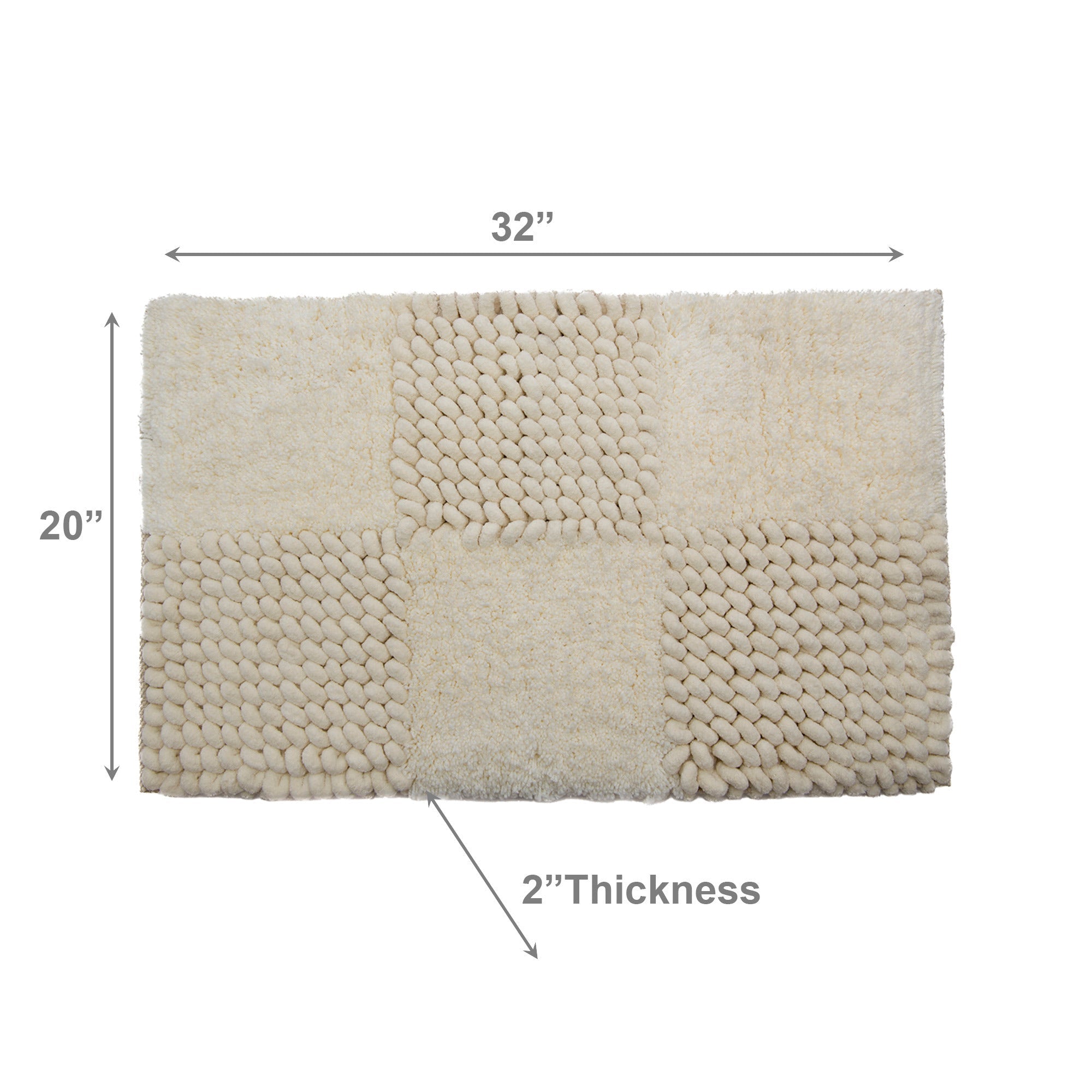 Checkered Ivory Poly-Cotton Handwoven Bath Mat