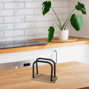Metal Standing Napkin Holder with Bamboo Bottom – Kitchen Table Decor