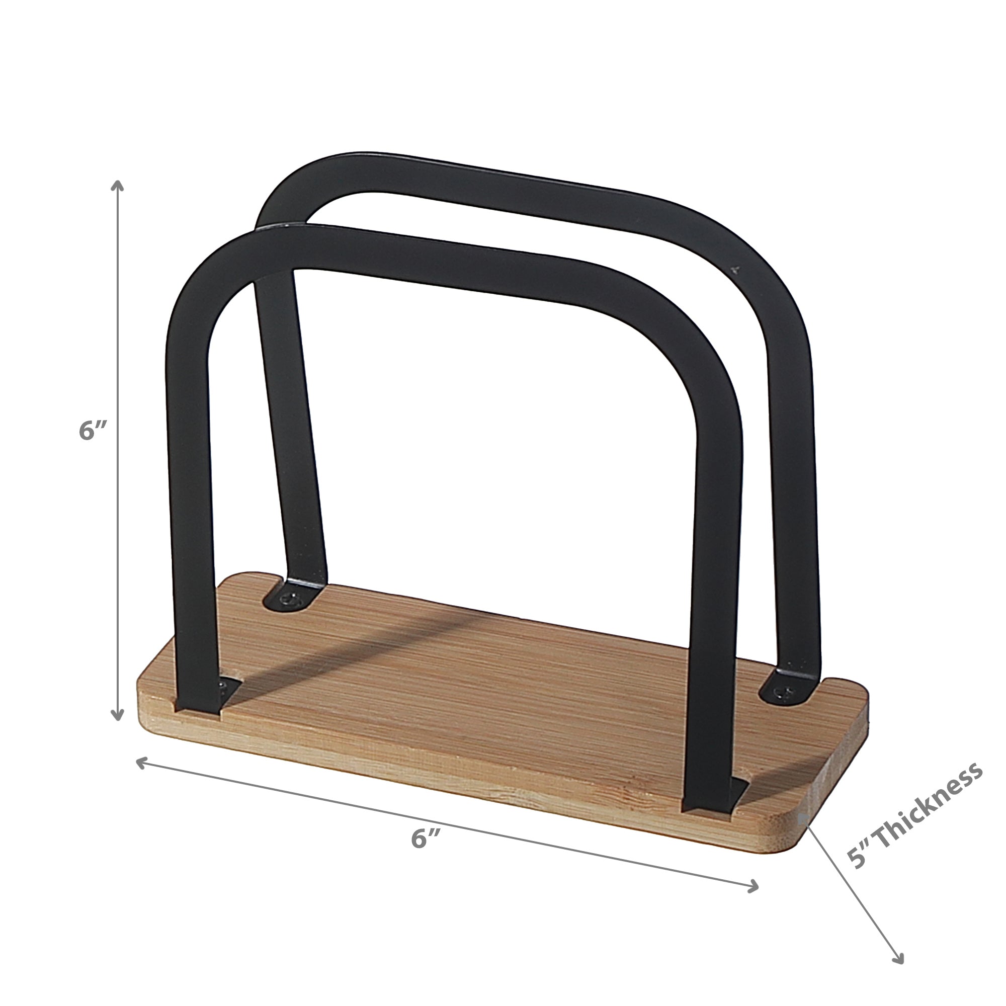 Metal Standing Napkin Holder with Bamboo Bottom – Kitchen Table Decor