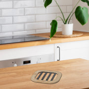 Metal Trivet with Bamboo Sides – Kitchen Tableware, Heat Resistant Mat
