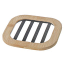 Metal Trivet With Bamboo Sides