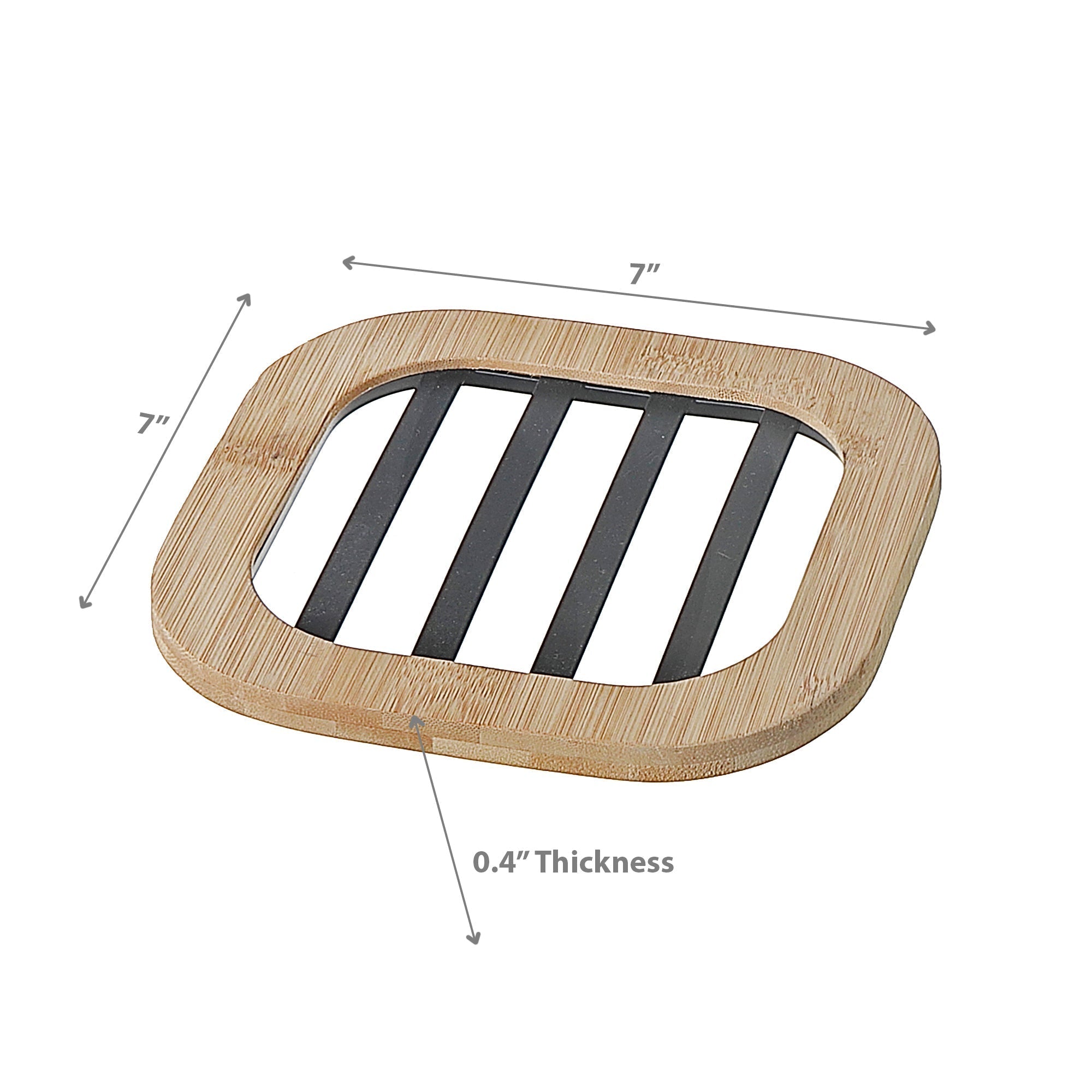 Metal Trivet with Bamboo Sides – Kitchen Tableware, Heat Resistant Mat