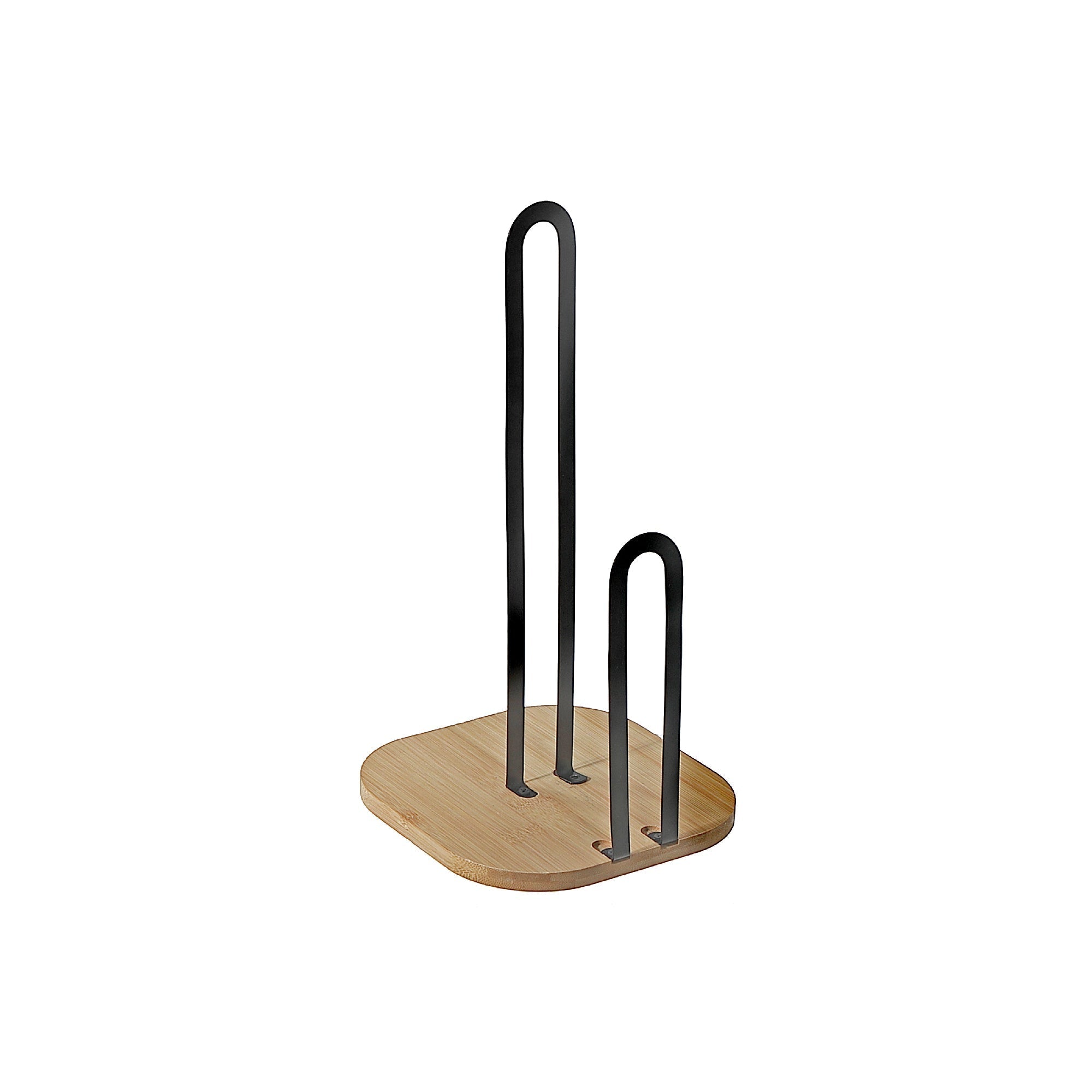 Metal Paper Towel Holder with Bamboo Bottom – Kitchen Counter Organizer
