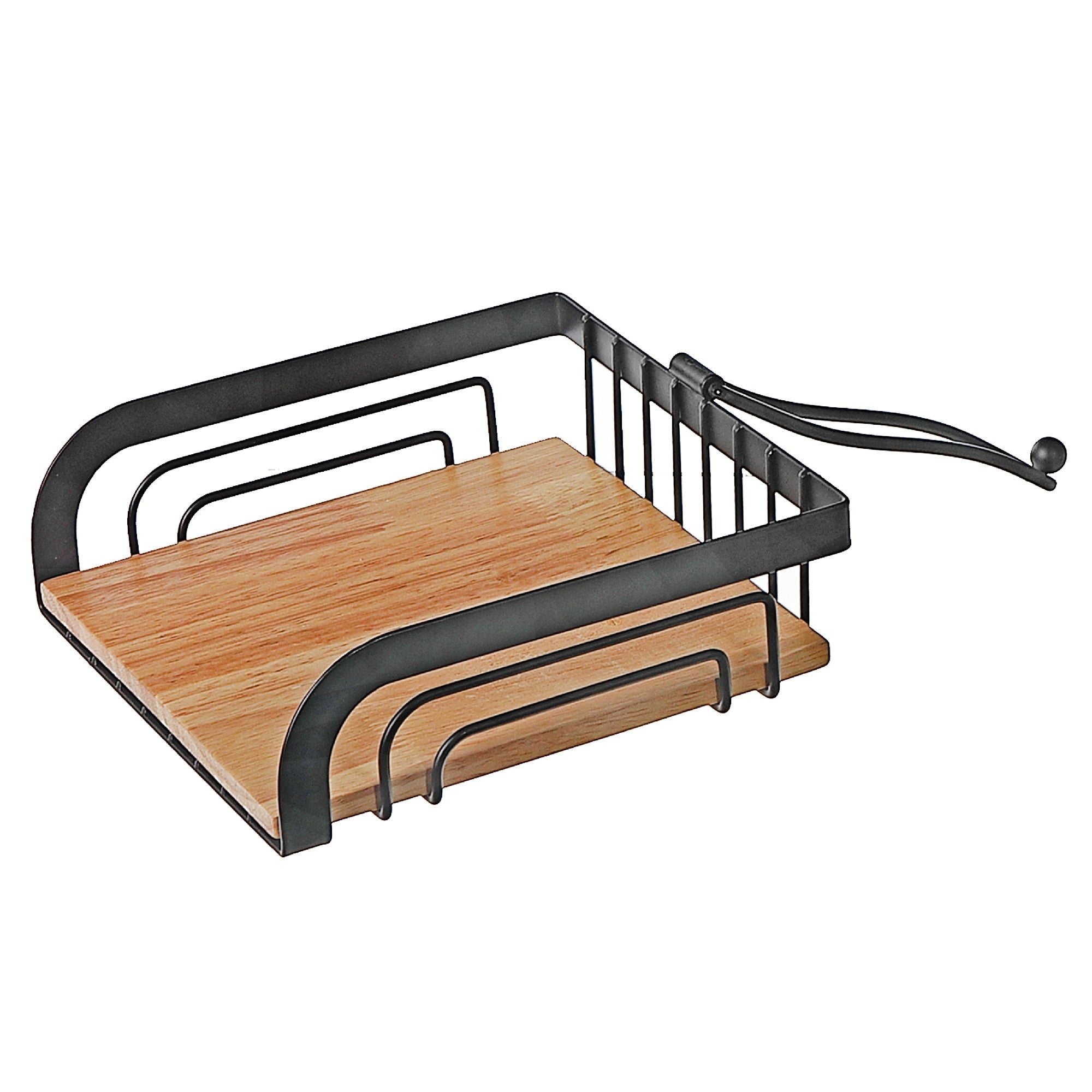 Napkin Holder with Rubber Wood Bottom – Kitchen Table Organizer, Counter Accessory