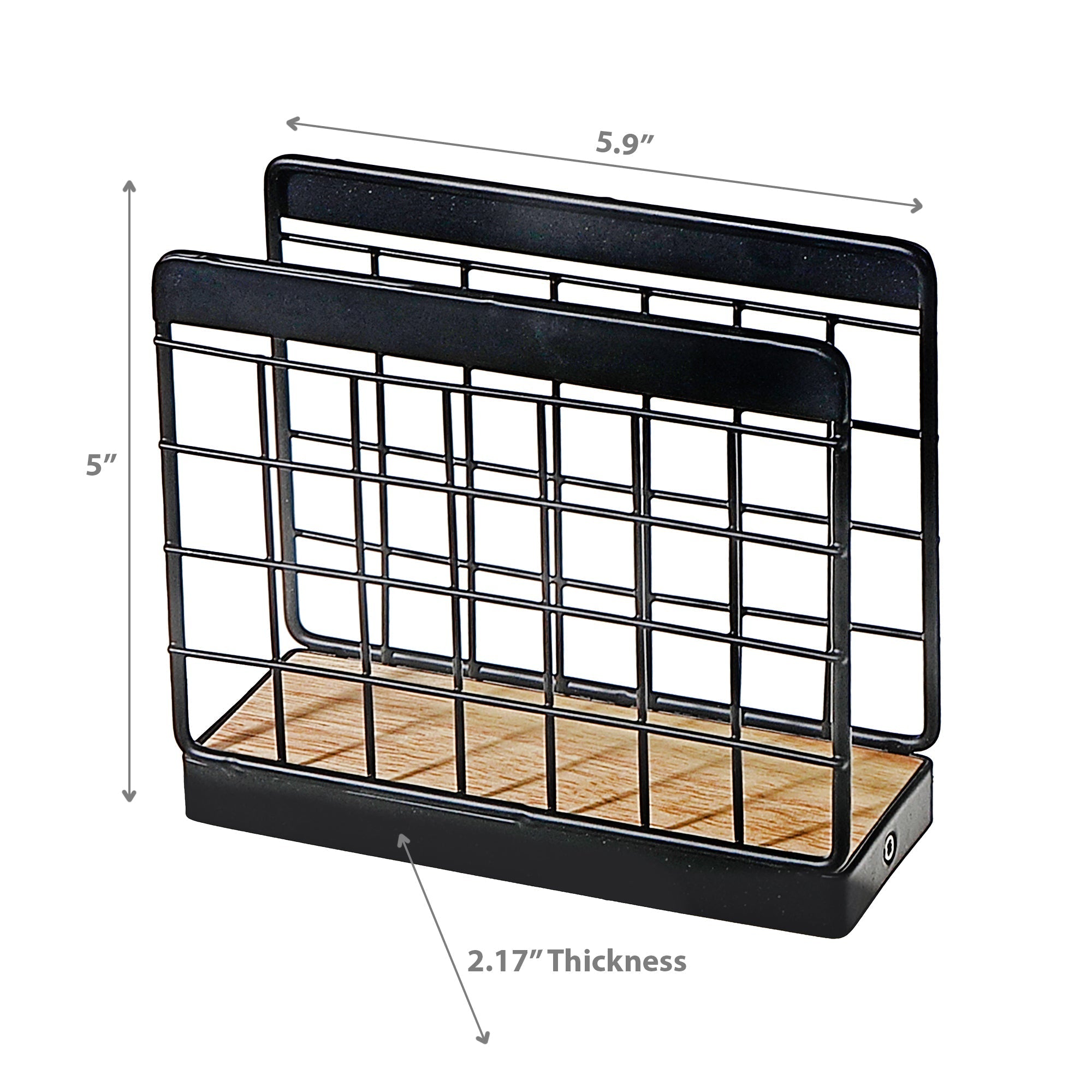Napkin Standing Holder with Rubber Wood Bottom – Tabletop Organizer, Kitchen Decor