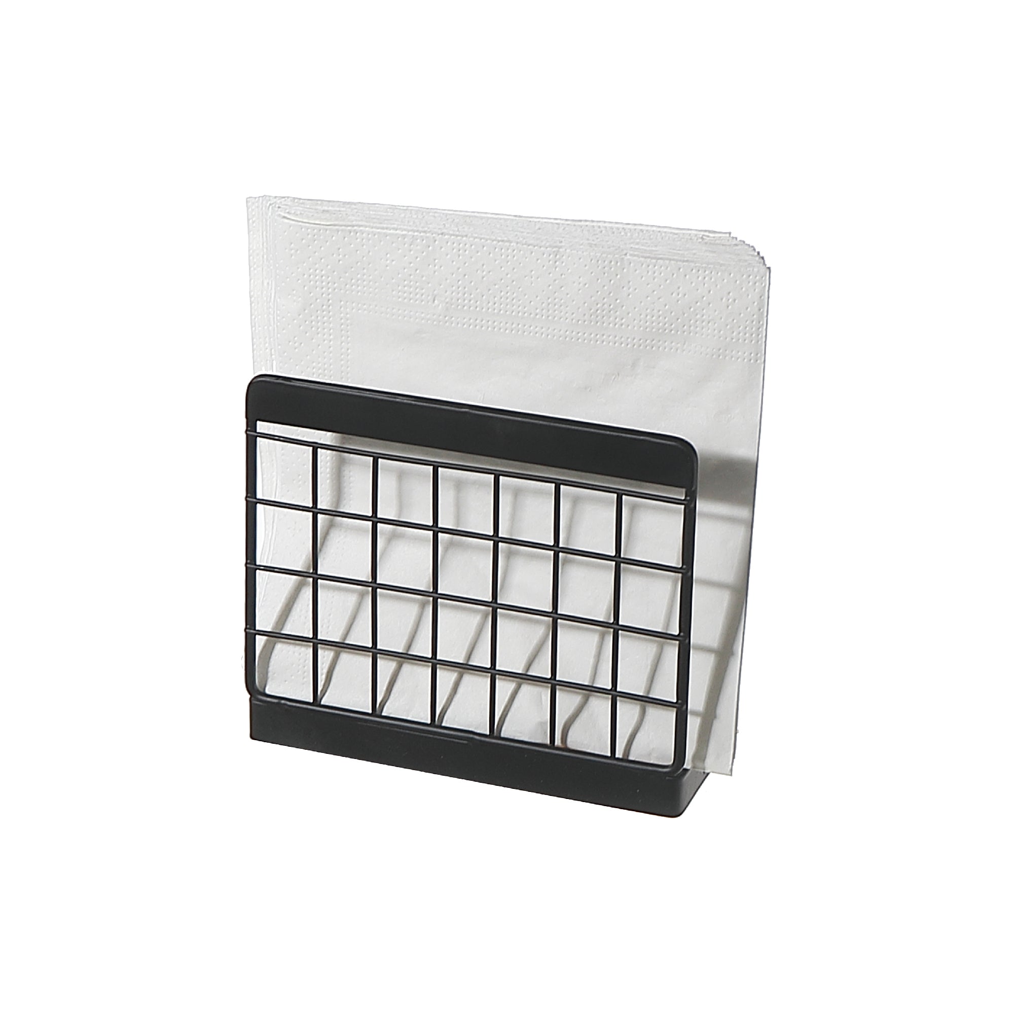 Napkin Standing Holder with Rubber Wood Bottom – Tabletop Organizer, Kitchen Decor