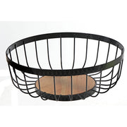 Fruit Basket with Rubber Wood Bottom – Kitchen Storage, Table Centerpiece