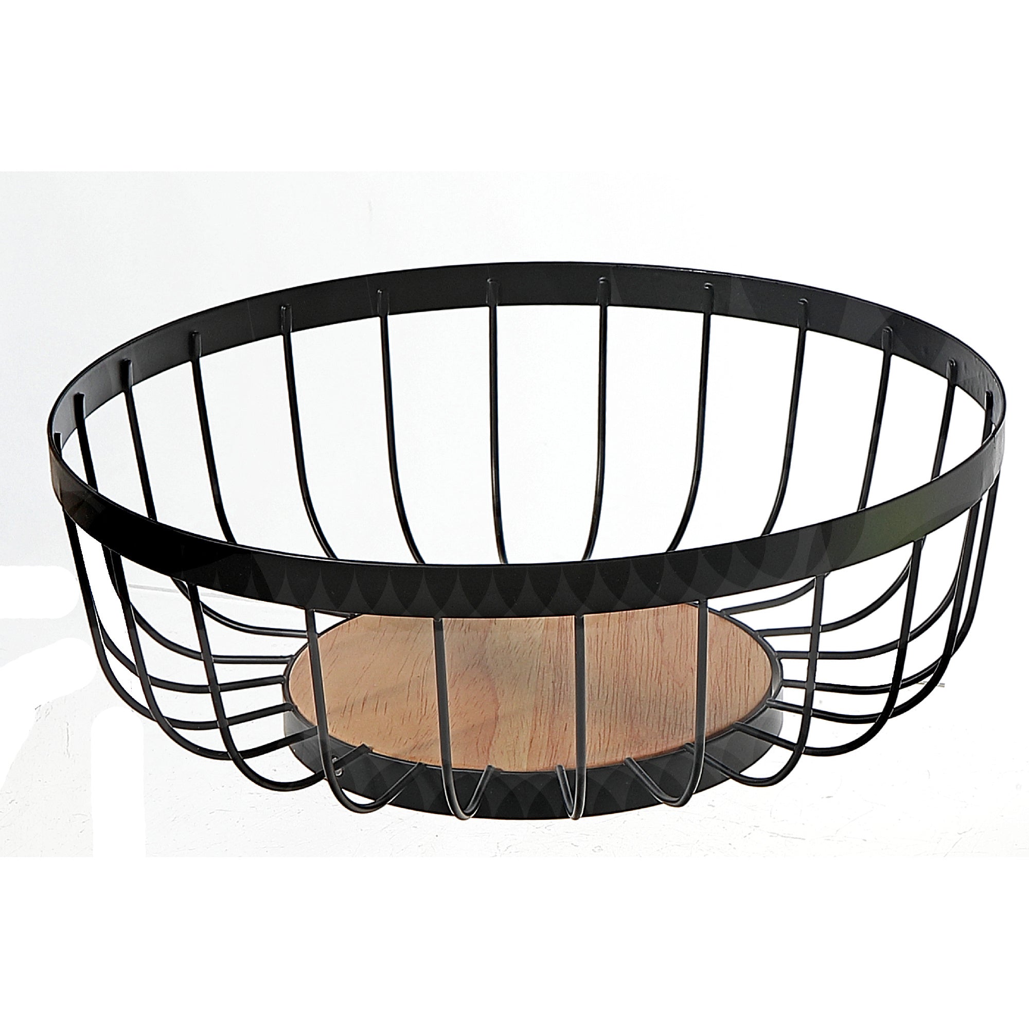 Fruit Basket with Rubber Wood Bottom – Kitchen Storage, Table Centerpiece
