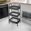 3 Tier Storage Rolling Cart With Metal Basket