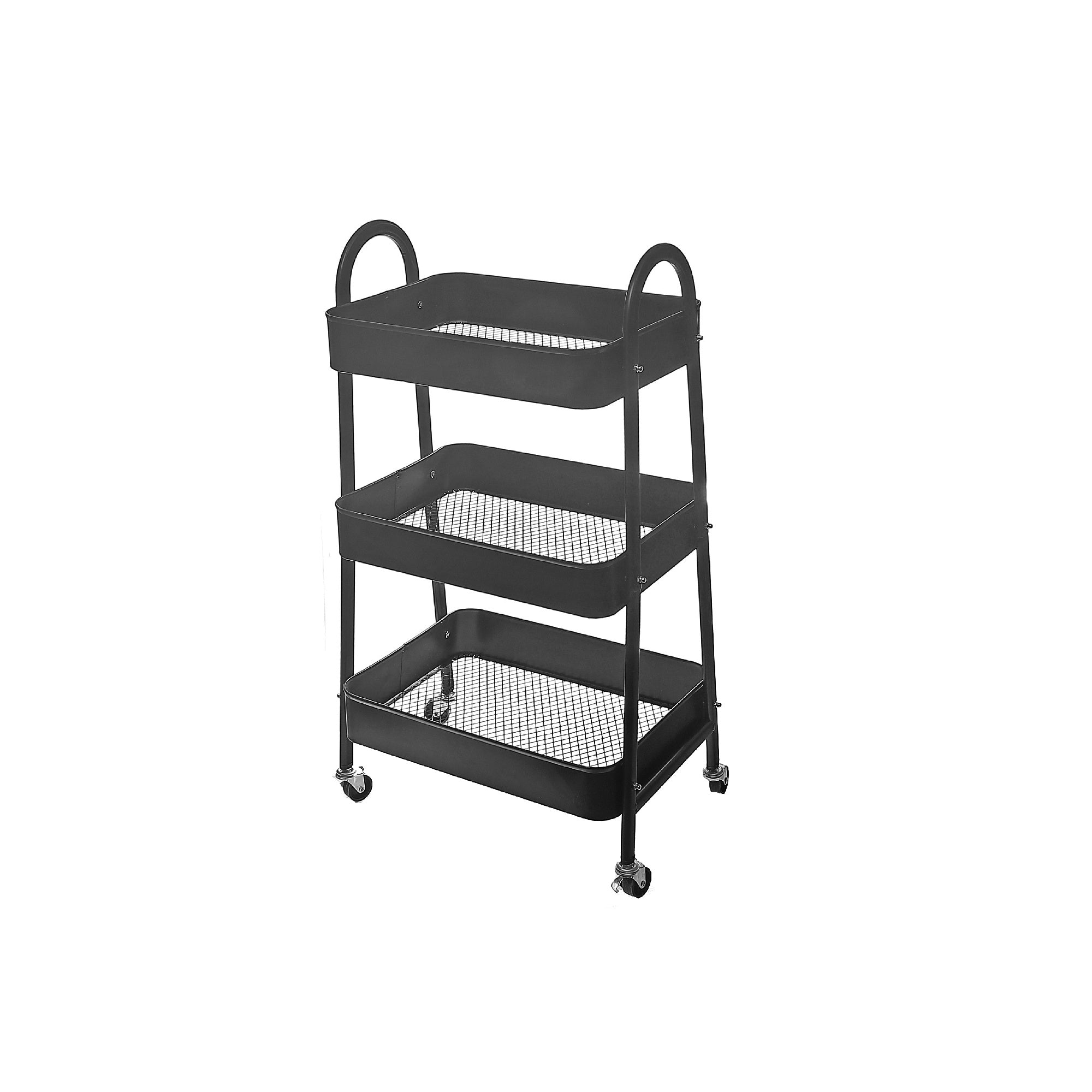 3-Tier Storage Rolling Cart with Metal Baskets – Kitchen & Home Organization, Utility Cart